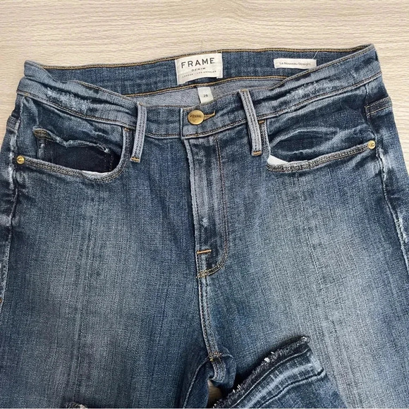 Frame Denim Le Nouveau Straight Split Front Sheffield Raw Hem Jeans Size 28 - Picture 5 of 16